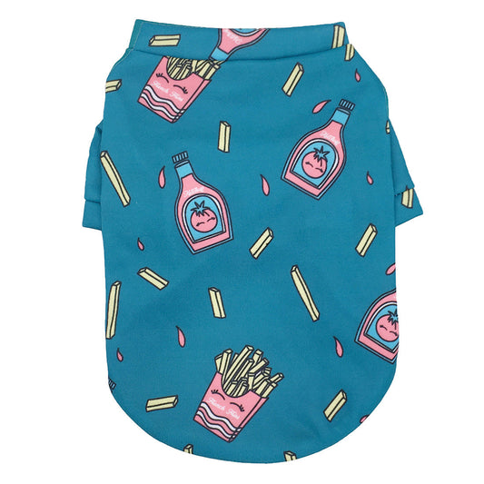 Polera ketchup papas fritas azul XL